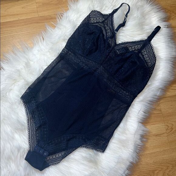 Autograph Lace Bodysuit Navy Blue Size 8 - Picture 1 of 12